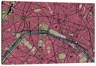 Paris Malva Canvas Art Print - Planos Urbanos