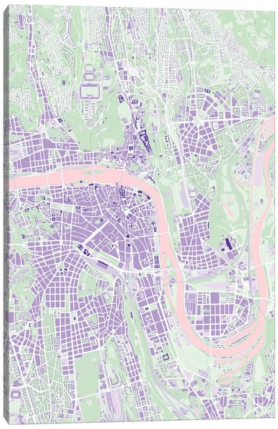 Prague Violet Canvas Art Print - Planos Urbanos