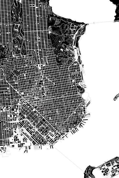 San Francisco Black And White by Planos Urbanos wall art