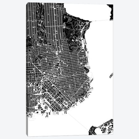 San Francisco Black And White Canvas Print #PUB64} by Planos Urbanos Art Print