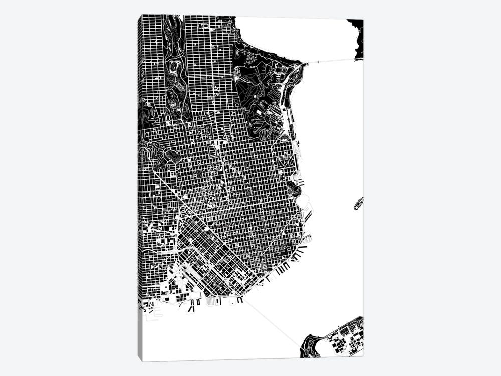 San Francisco Black And White by Planos Urbanos 1-piece Art Print
