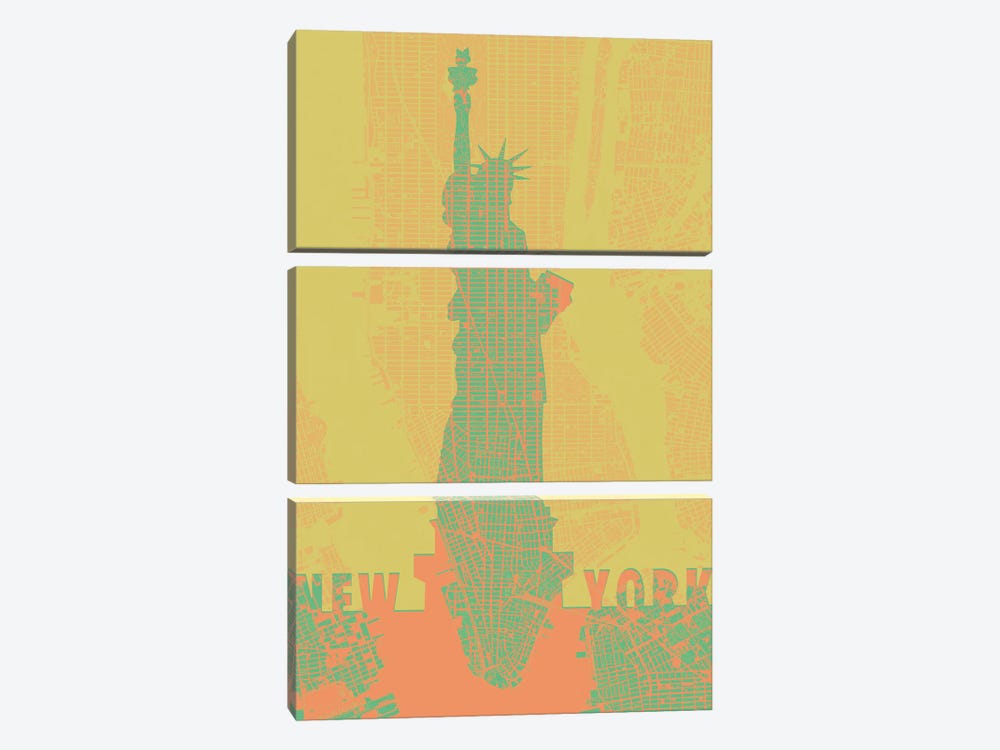 Statue Of Liberty NY by Planos Urbanos 3-piece Canvas Wall Art