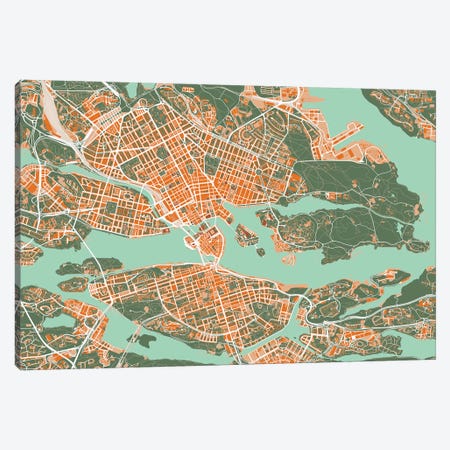 Stockholm Orange Canvas Print #PUB68} by Planos Urbanos Canvas Art