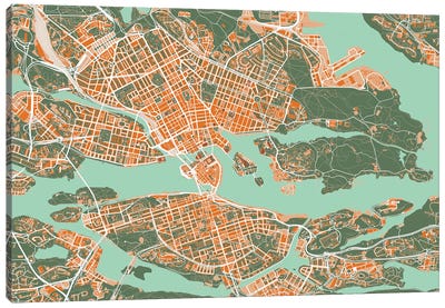 Stockholm Orange Canvas Art Print - Planos Urbanos