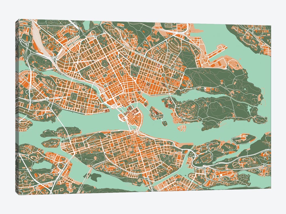 Stockholm Orange by Planos Urbanos 1-piece Canvas Print