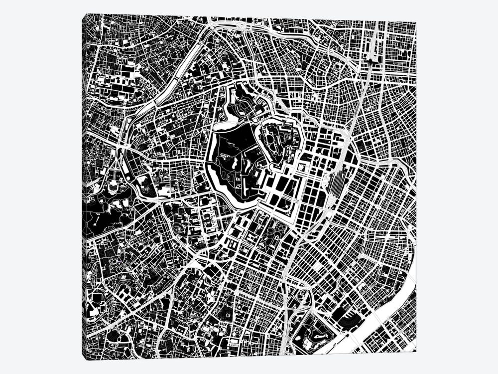 Tokyo Black And White by Planos Urbanos 1-piece Canvas Wall Art