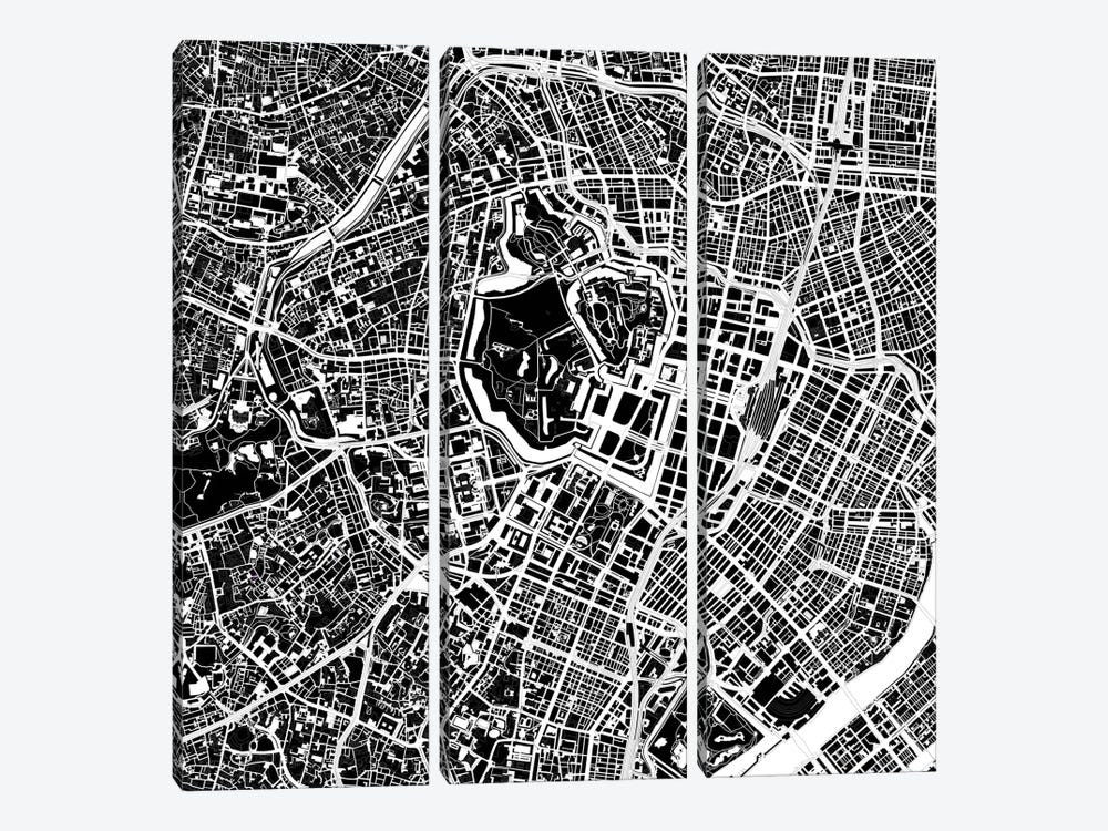 Tokyo Black And White by Planos Urbanos 3-piece Canvas Wall Art