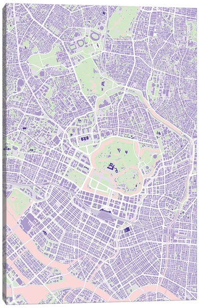 Tokyo Violet Canvas Art Print - Planos Urbanos