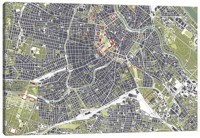 Vienna Engraving Canvas Art Print - Planos Urbanos