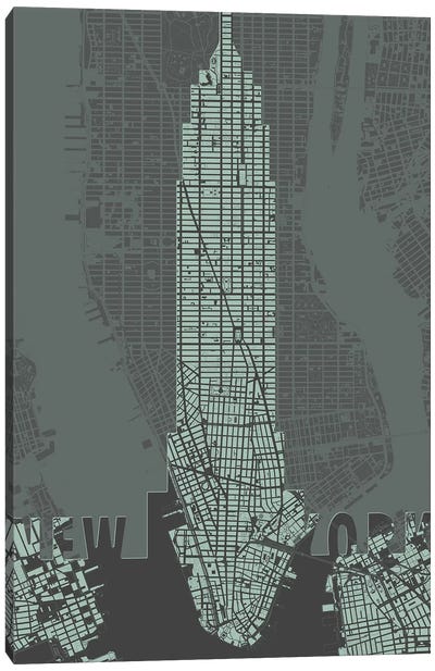 Windows Over Manhattan Canvas Art Print - New York City Map