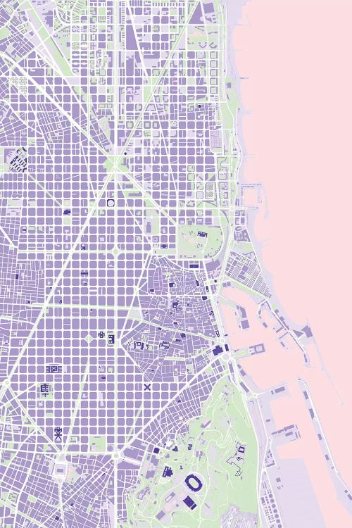 Barcelona Violet by Planos Urbanos wall art