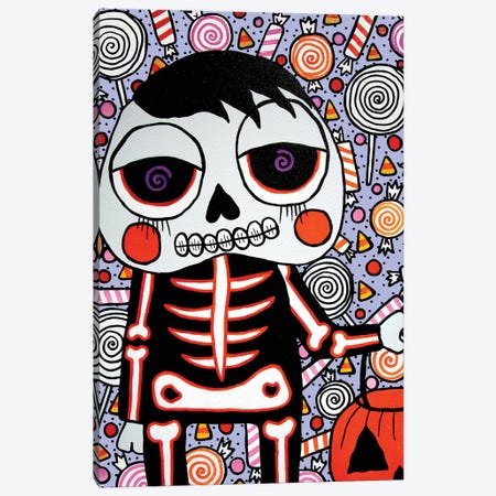 Trick Or Treat Canvas Print #PUP42} by Little Punk People Canvas Wall Art