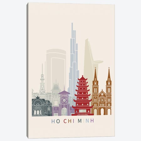 Ho Chi Minh Skyline Poster Canvas Print #PUR1002} by Paul Rommer Canvas Artwork
