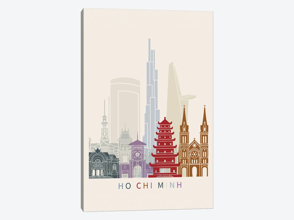 Ho Chi Minh Skyline Poster by Paul Rommer 1-piece Canvas Wall Art