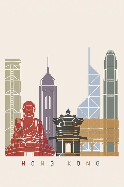 Hong Kong Skyline Poster II by Paul Rommer acrylic art print