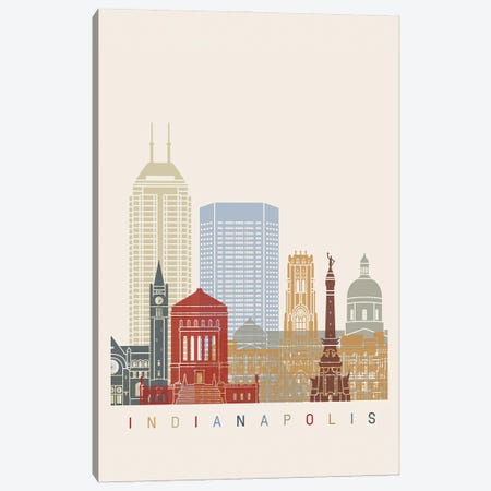 Indianapolis Skyline Poster Canvas Print #PUR1006} by Paul Rommer Canvas Print