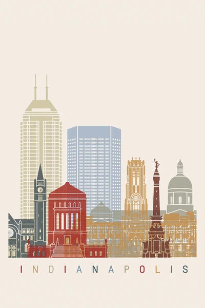 Indiana: Indianapolis Skyline Poster by Paul Rommer