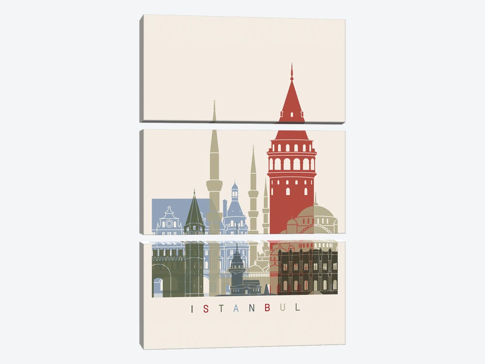 Istanbul Skyline Poster by Paul Rommer 3-piece Art Print