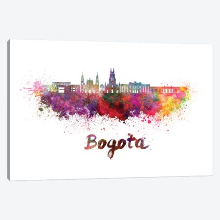 Bogota Skyline In Watercolor II Canvas Print #PUR100} by Paul Rommer Art Print