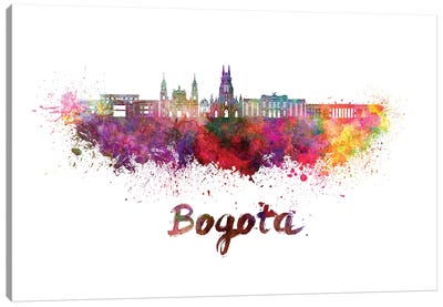 Bogota Skyline In Watercolor II Canvas Art Print - Colombia