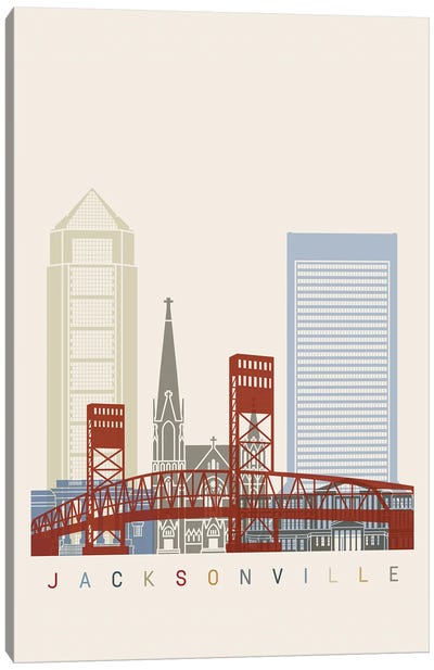 Jacksonville Skyline Poster Canvas Art Print - Jacksonville