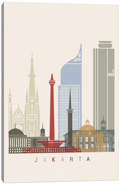 Jakarta Skyline Poster Canvas Art Print