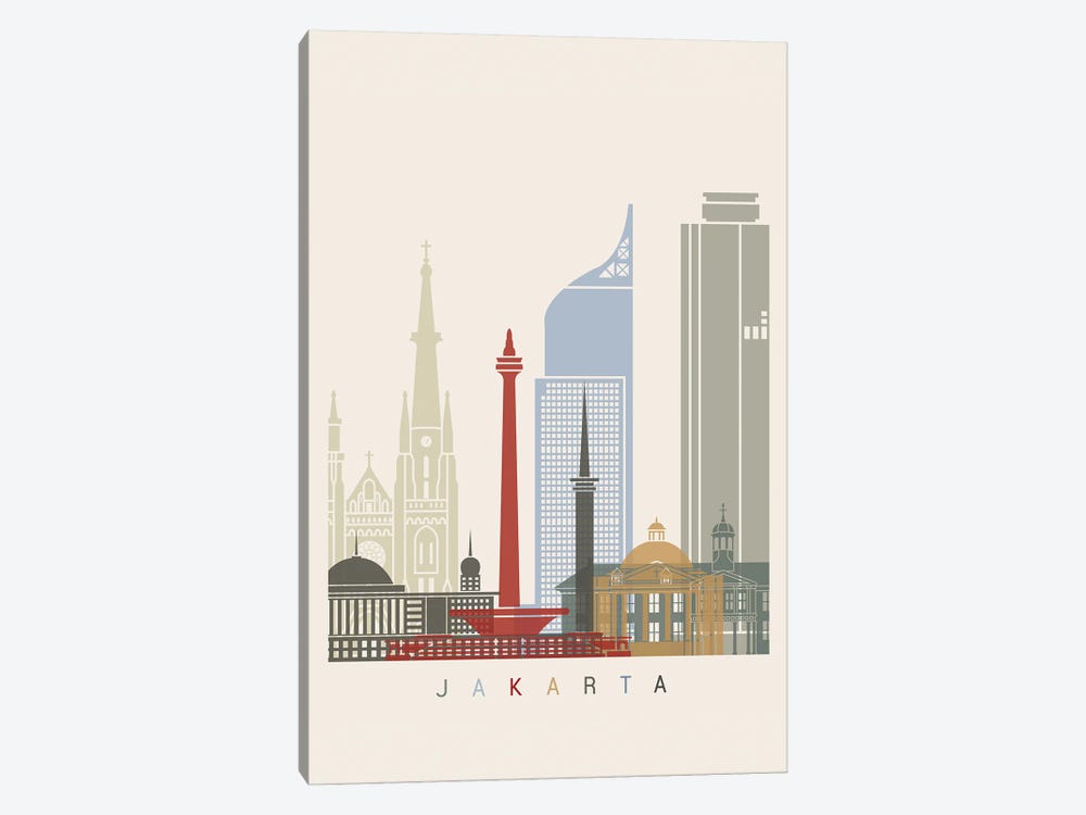 Jakarta Skyline Poster by Paul Rommer 1-piece Art Print