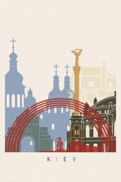 Kiev Skyline Poster by Paul Rommer art print