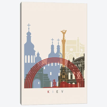 Kiev Skyline Poster Canvas Print #PUR1017} by Paul Rommer Canvas Artwork