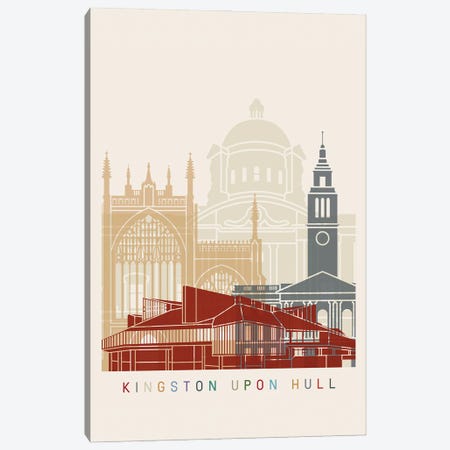 Kingston Upon Hull Skyline Poster Canvas Print #PUR1019} by Paul Rommer Canvas Print