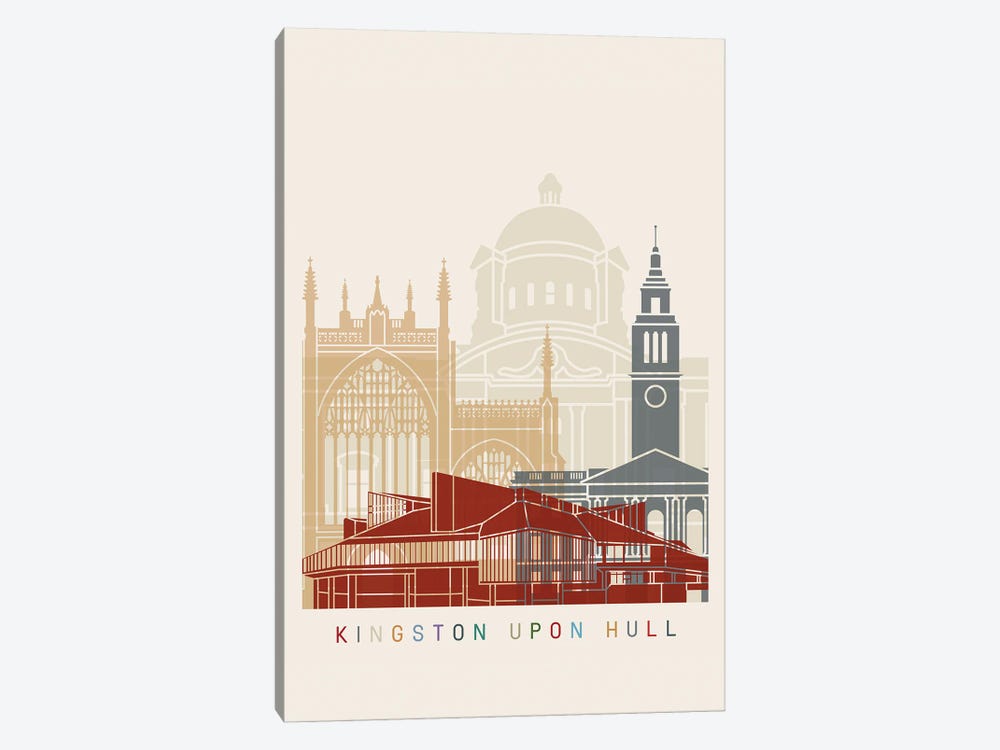 Kingston Upon Hull Skyline Poster by Paul Rommer 1-piece Canvas Art