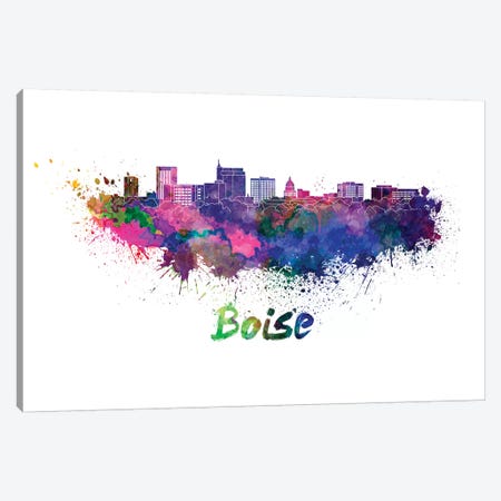 Boise Skyline In Watercolor Canvas Print #PUR101} by Paul Rommer Art Print