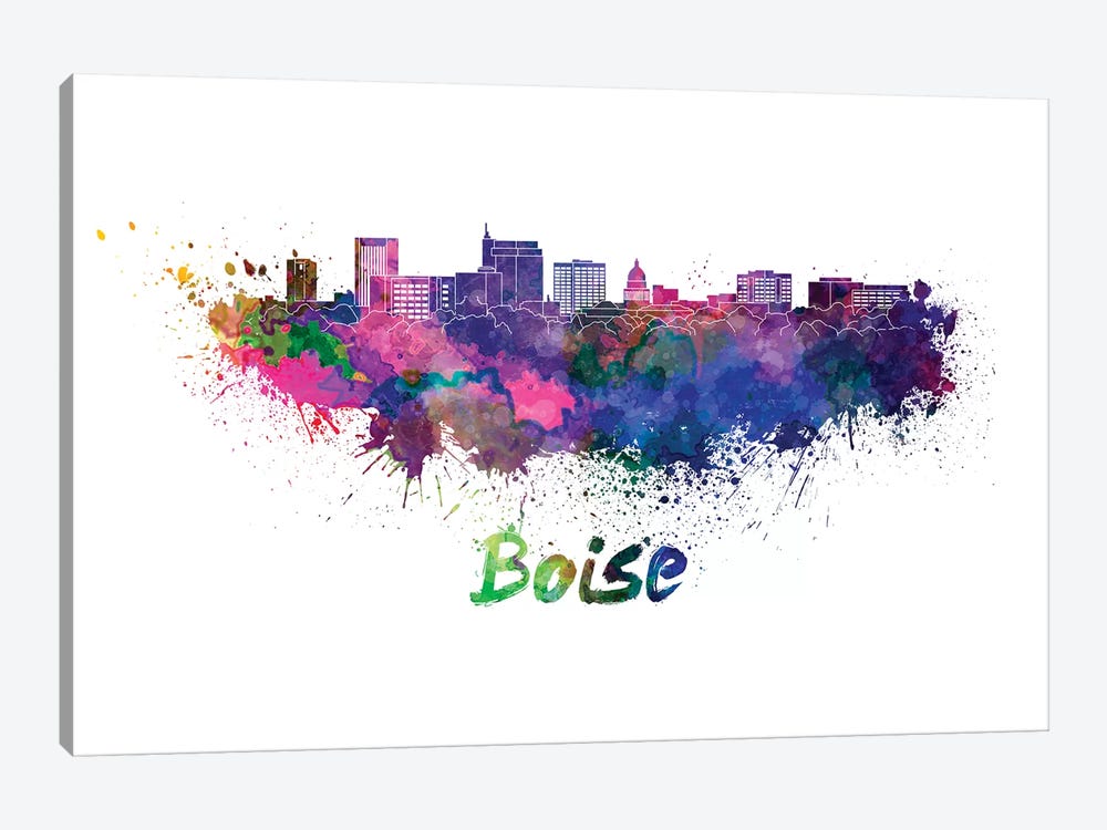 Boise Skyline In Watercolor by Paul Rommer 1-piece Art Print