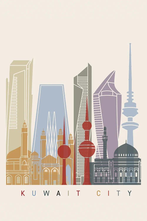 Kuwait City Skyline Poster by Paul Rommer wall art