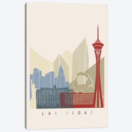 Las Vegas Skyline Poster Canvas Print #PUR1028} by Paul Rommer Canvas Wall Art