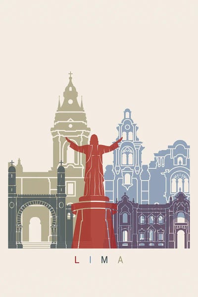 Lima Skyline Poster by Paul Rommer metal wall art