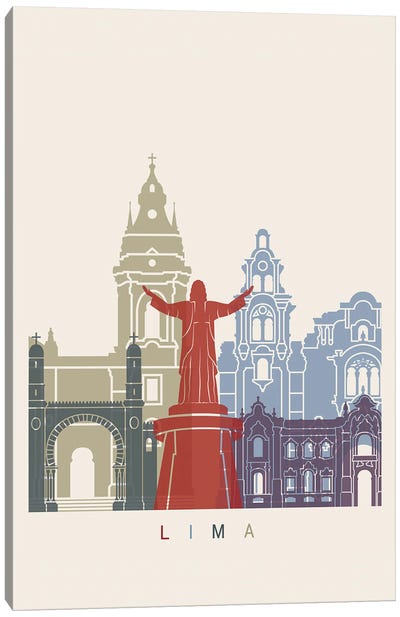 Lima Skyline Poster Canvas Art Print - Peru