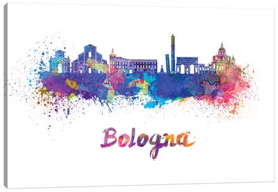 Bologna Skyline In Watercolor Canvas Art Print