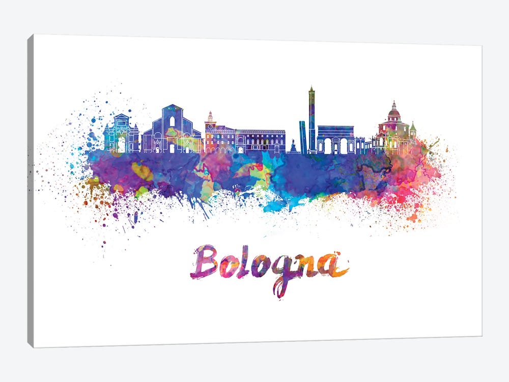 Bologna Skyline In Watercolor by Paul Rommer 1-piece Canvas Art Print