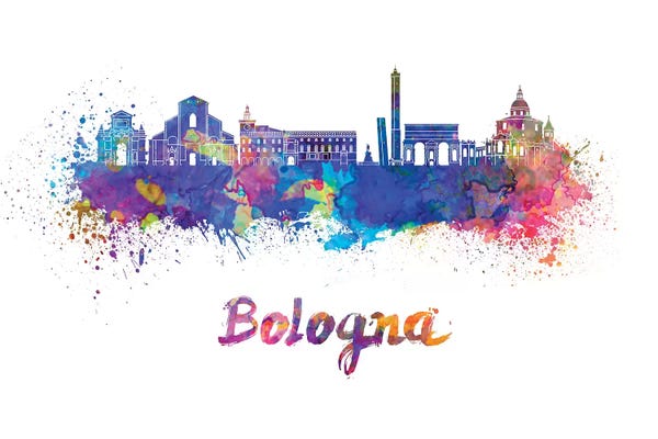 Emilia-Romagna: Bologna Skyline In Watercolor by Paul Rommer