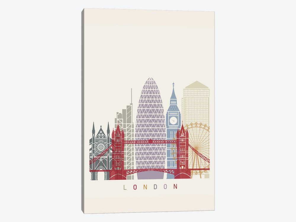 London II Skyline Poster by Paul Rommer 1-piece Canvas Art Print
