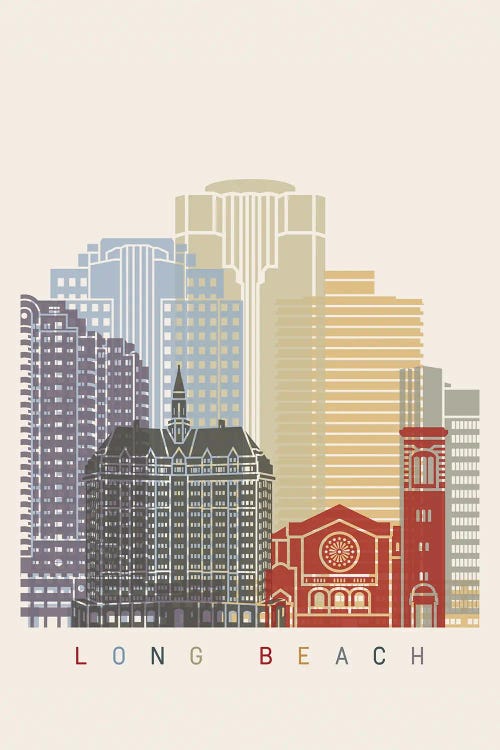 Long Beach Skyline Poster