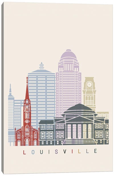 Louisville Skyline Poster Canvas Art Print - Louisville