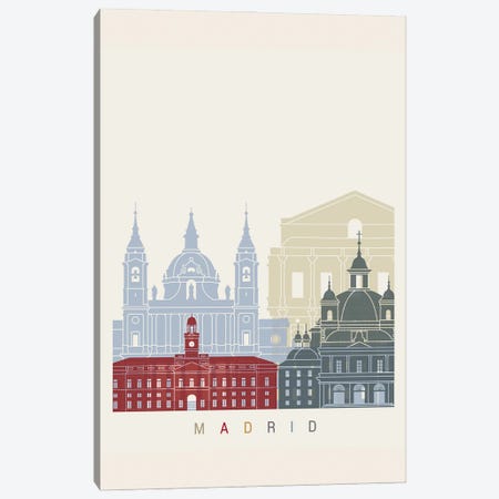 Madrid II Skyline Poster Canvas Print #PUR1055} by Paul Rommer Canvas Wall Art
