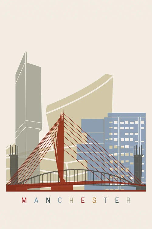 Manchester Skyline Poster by Paul Rommer wall art