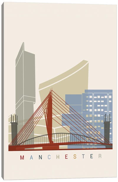 Manchester Skyline Poster Canvas Art Print - Manchester