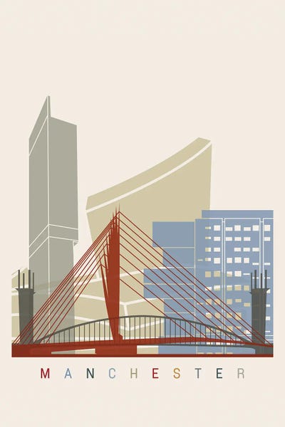 Manchester: Manchester Skyline Poster by Paul Rommer