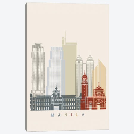 Manila Skyline Poster Canvas Print #PUR1058} by Paul Rommer Canvas Print