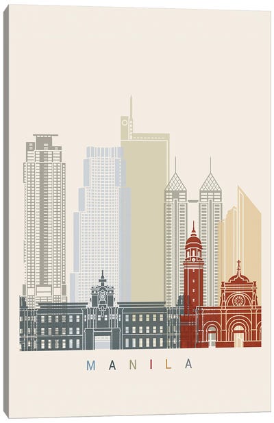 Manila Skyline Poster Canvas Art Print