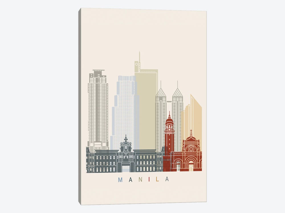 Manila Skyline Poster by Paul Rommer 1-piece Art Print